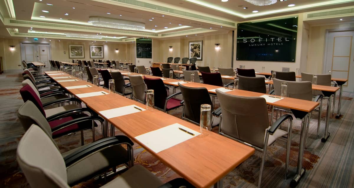 Classroom setup in a meeting room at Sofitel St James
