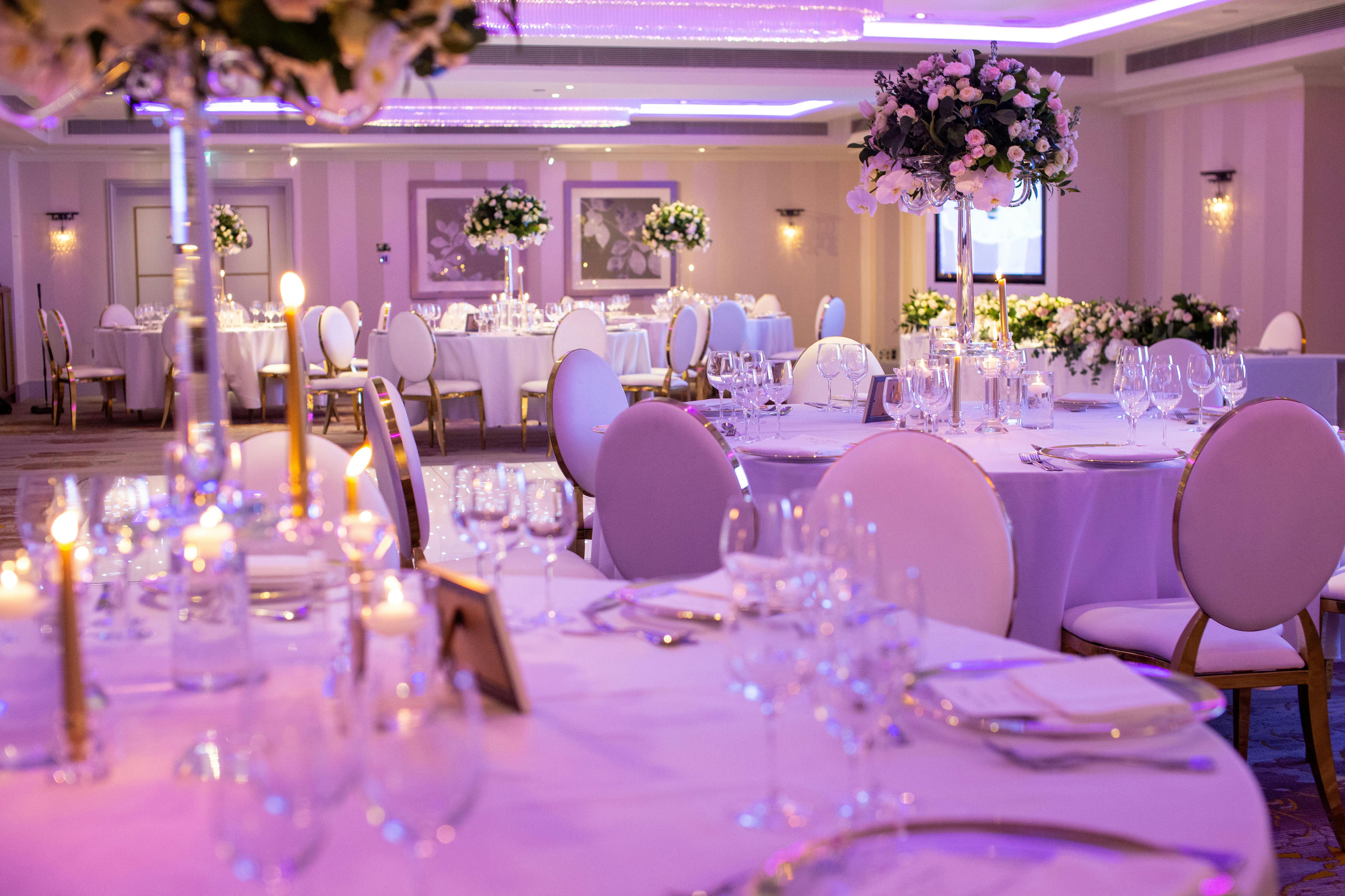 Elegant banquet hall at Sofitel London, ideal for weddings and corporate events.