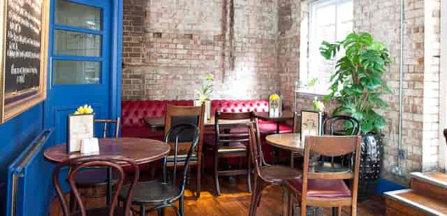 The Belle Bar at Carpenters Arms: industrial networking space for small breakout meetings.