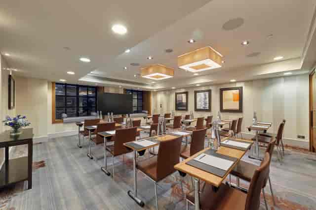 Modern meeting room at Sofitel London St James, perfect for corporate events and training.
