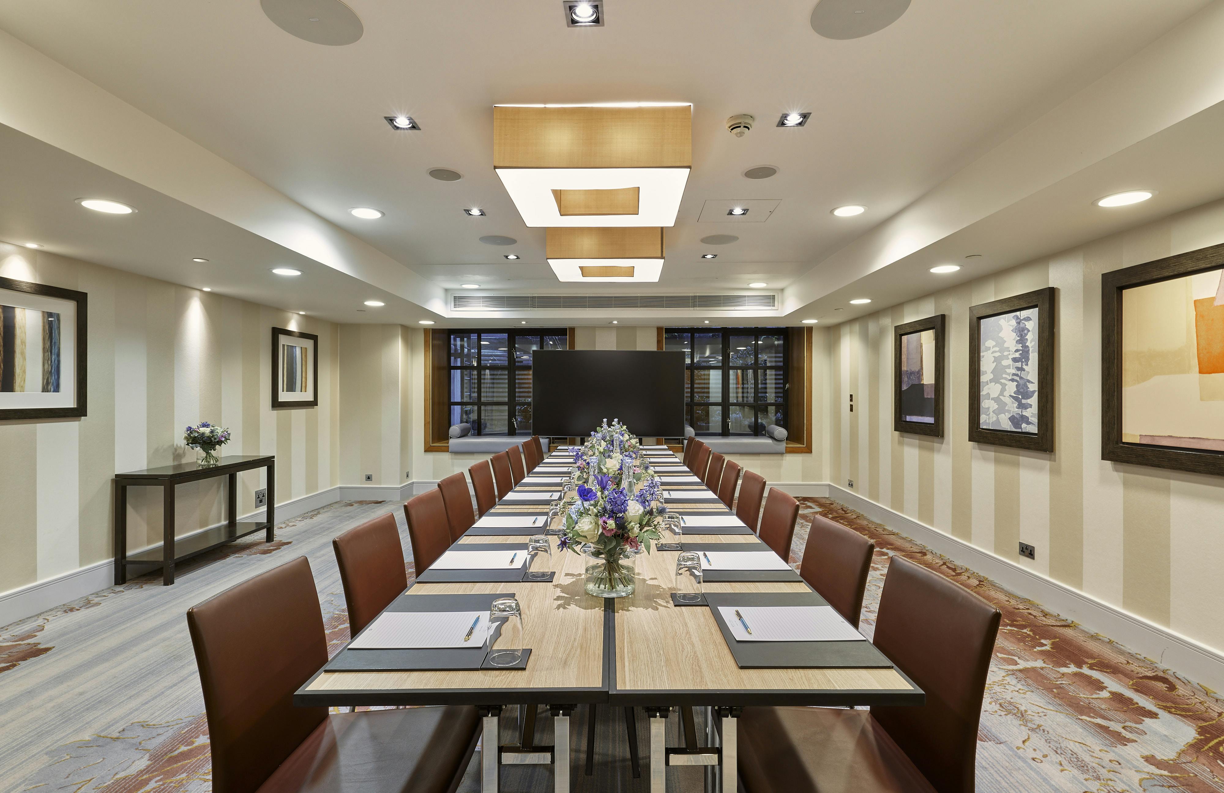 Kensington meeting room at Sofitel London, elegant decor for professional gatherings.