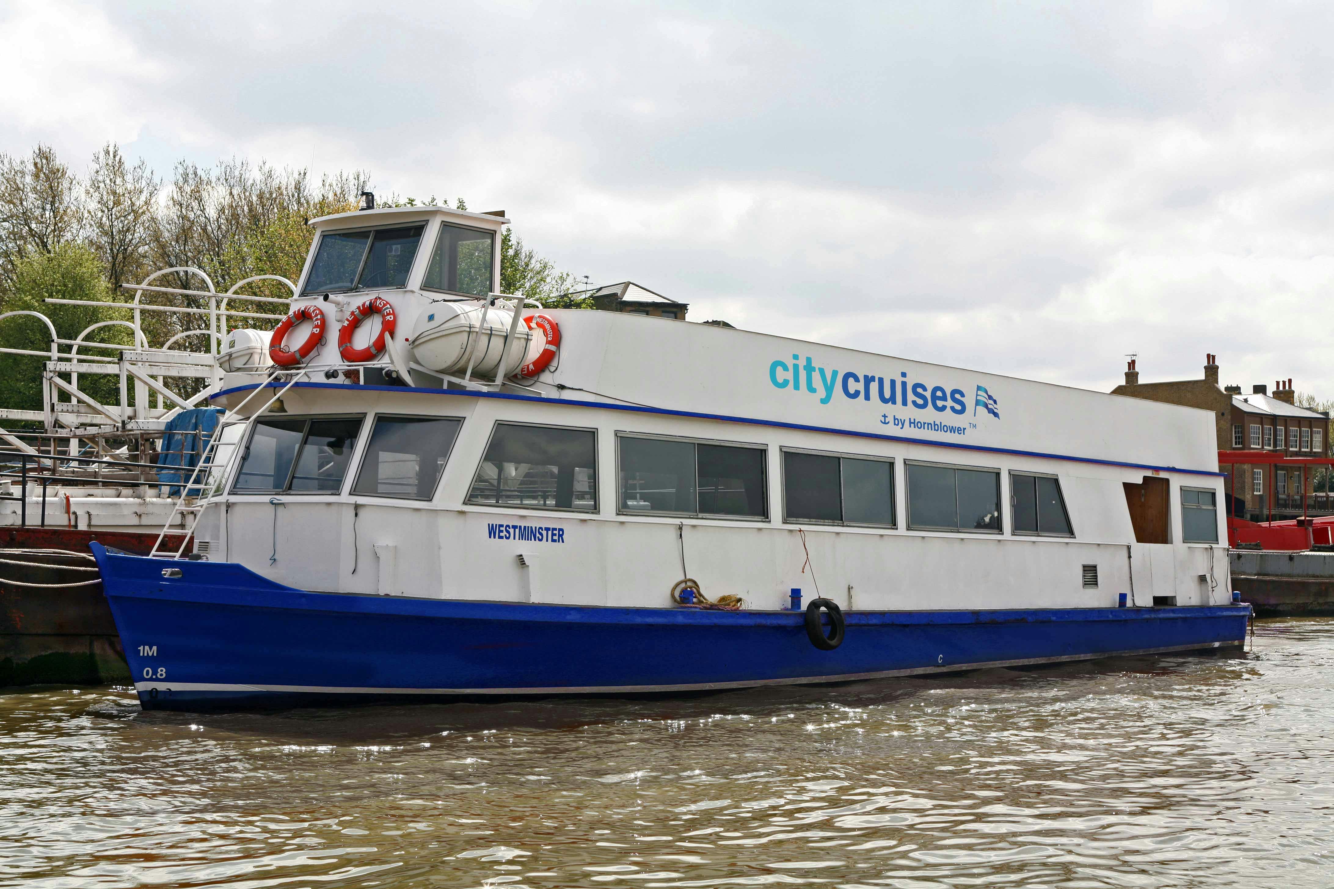 M.V. Westminster city cruise boat for corporate events and team-building activities.