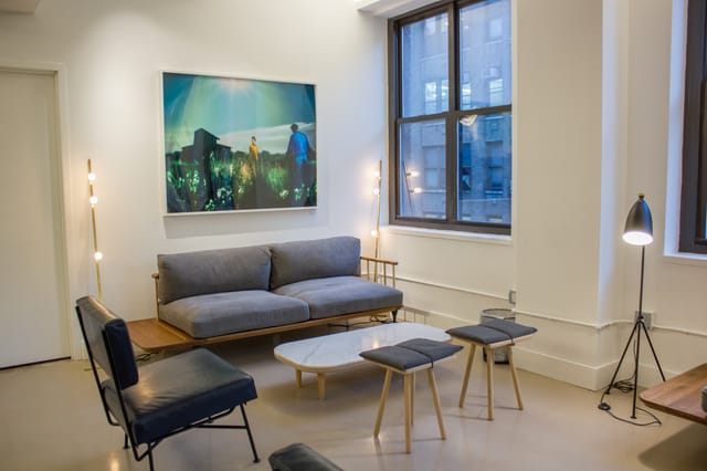 Modern lounge area with comfortable seating for networking events and informal meetings.