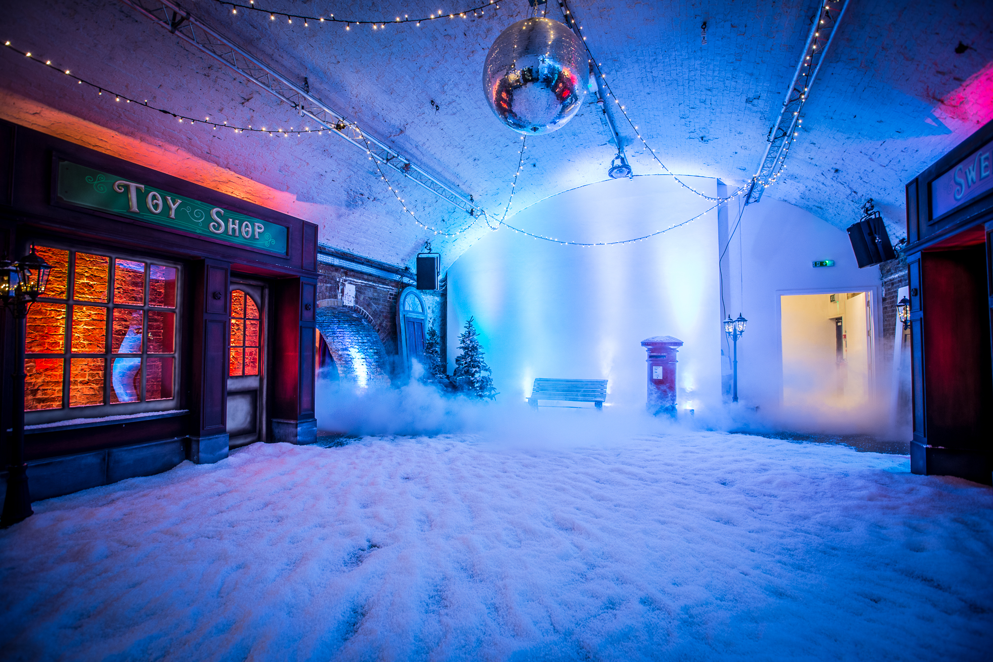 Whimsical winter wonderland event space in Shoreditch for holiday parties. - Banner