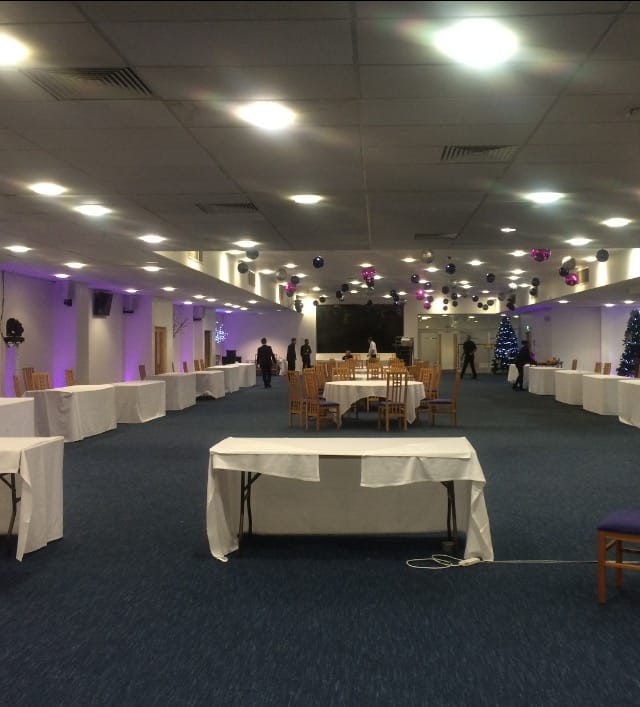 Keith Weller Lounge at Leicester City FC, spacious event venue for festive gatherings.