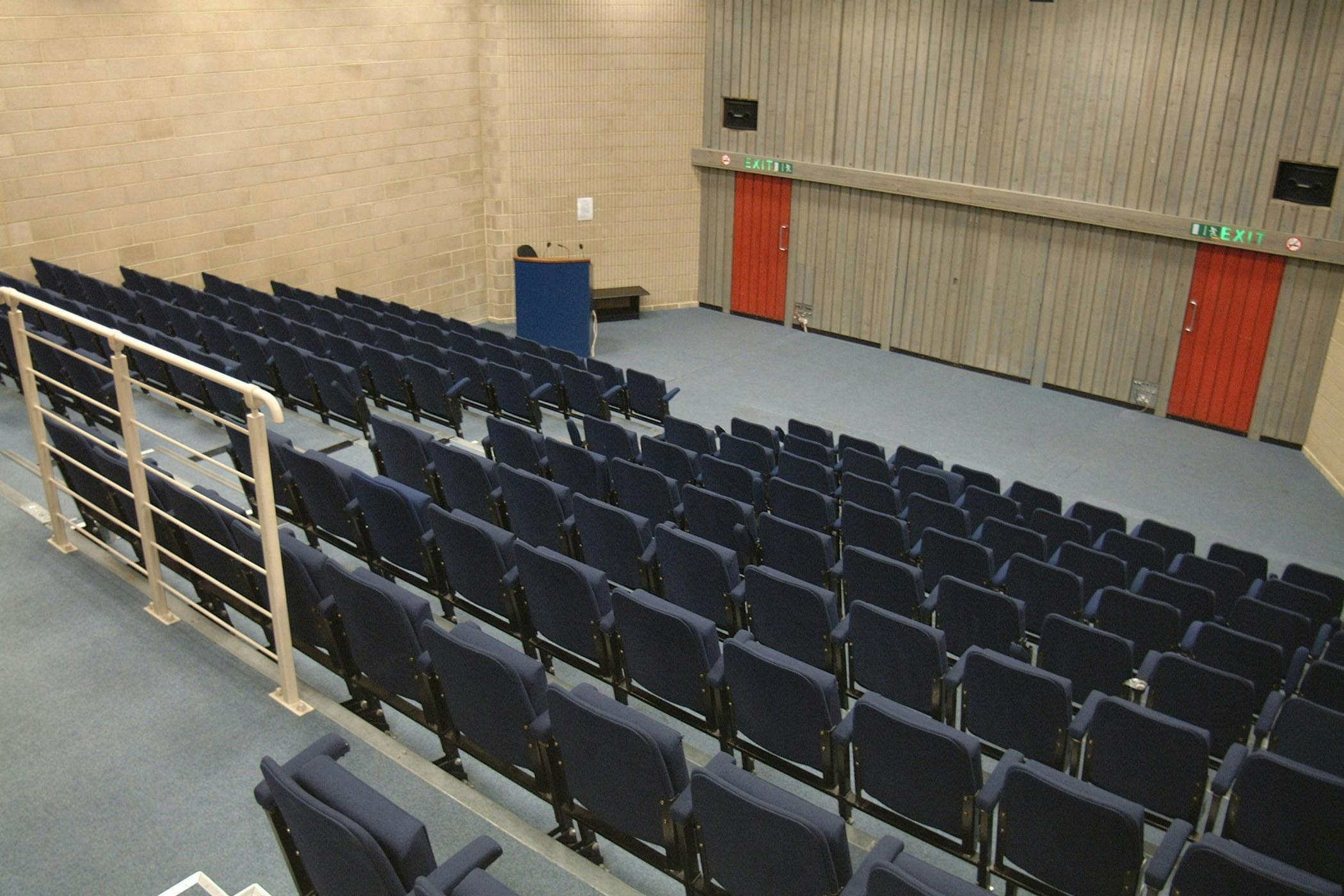 Beaulieu Lecture Theatre with tiered seating for conferences and seminars.