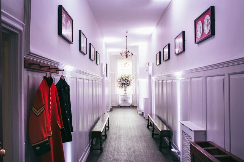 Elegant corridor in Wren House, Royal Hospital Chelsea, ideal for events and photos.