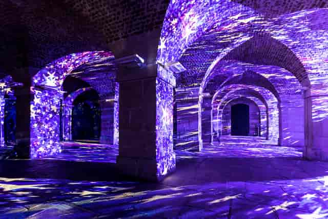 St Martin-in-the-Fields Crypt with dynamic light projections for unique events.