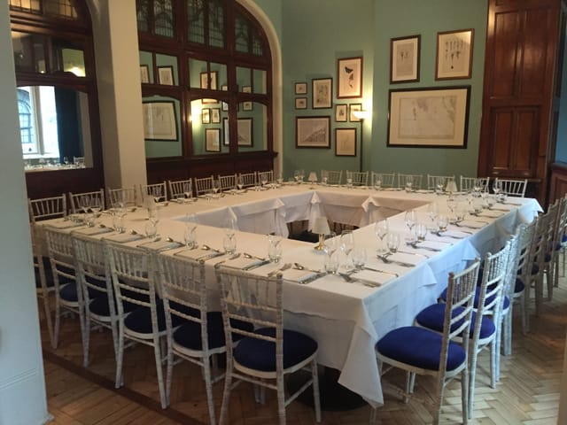 Cinnamon Club Reading Room U-shaped dining setup for formal meetings and corporate events.
