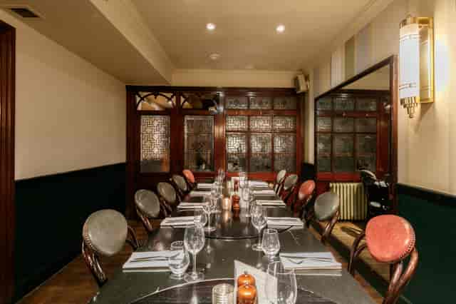 Private dining room in Browns Mayfair, elegant setup for corporate events and meetings.
