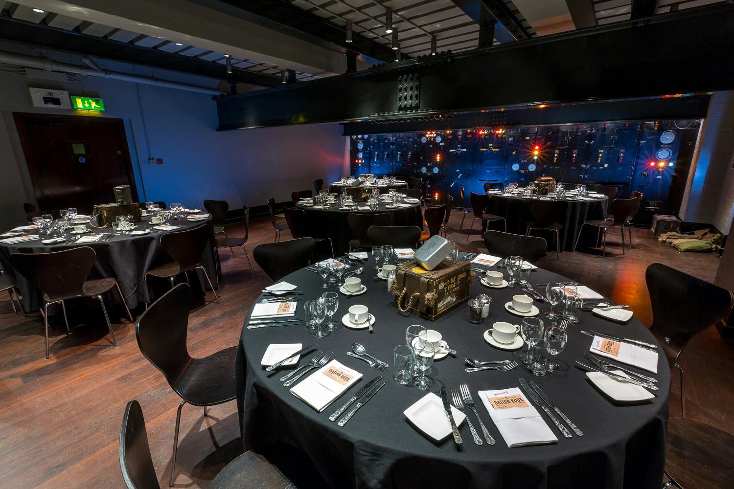 Elegant event space in Harmsworth Room, Churchill War Rooms, ideal for corporate gatherings.