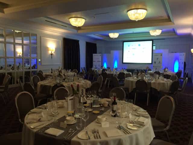 Brunel Suite at Bailbrook House Hotel, elegant dining setup for formal events and presentations.