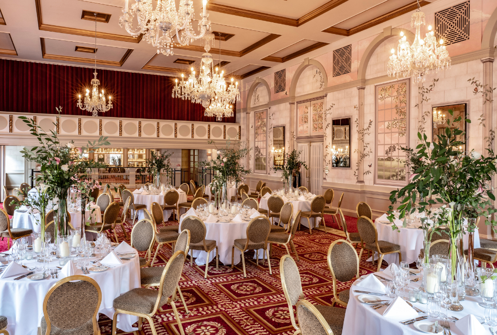 Bloomsbury Queen Mary Hall ballroom event, elegant chandelier - Banner