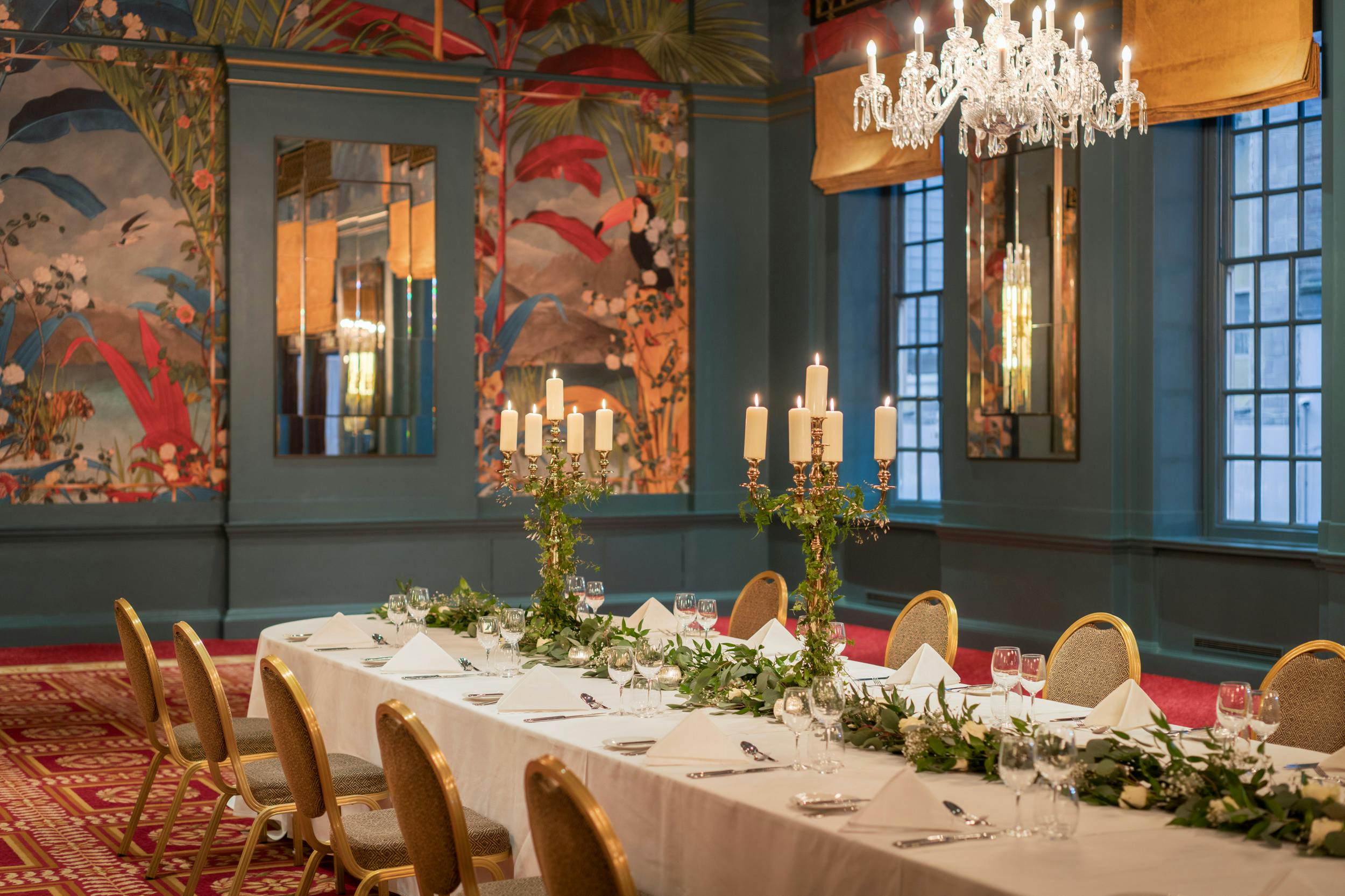 Elegant banquet room with fine dining for upscale events at The Bloomsbury.