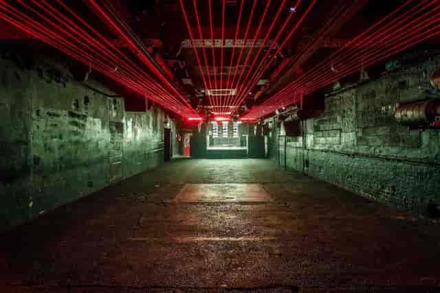 Electrowerkz Top Floor industrial event venue with red lasers