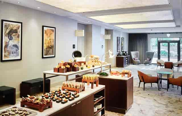 Elegant buffet setup in Primrose Hill event space, perfect for conferences and receptions.