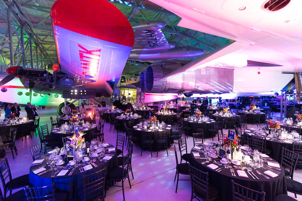 AirSpace Exhibition at IWM Duxford with vintage aircraft, ideal for corporate events. - Banner