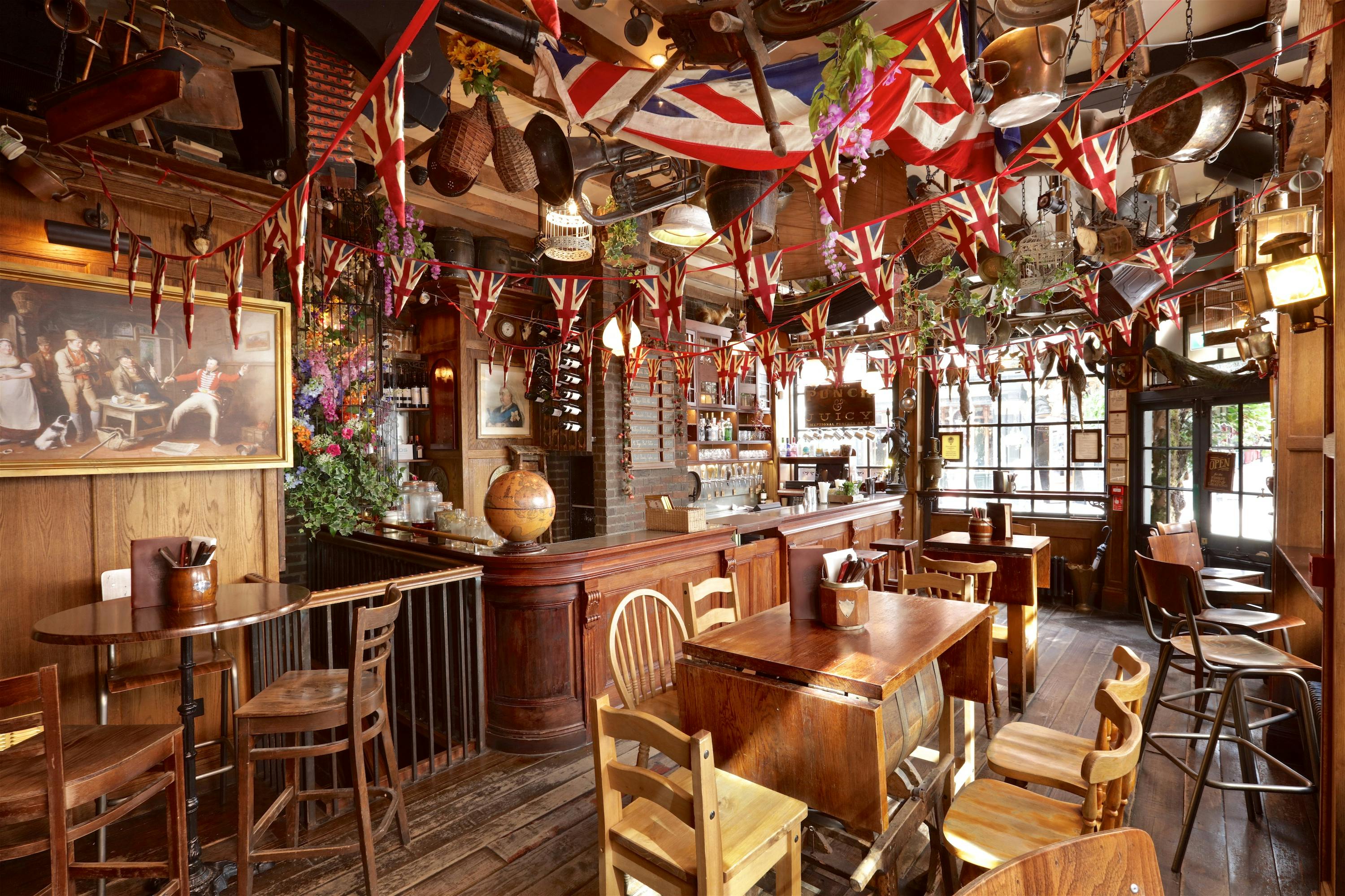 Rustic venue at Mr Fogg's Tavern with vintage decor, ideal for intimate gatherings and events.