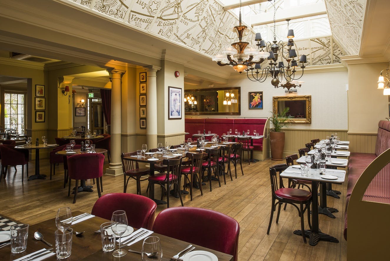 Elegant restaurant venue in Café Rouge Cheltenham for corporate dinners and networking events.