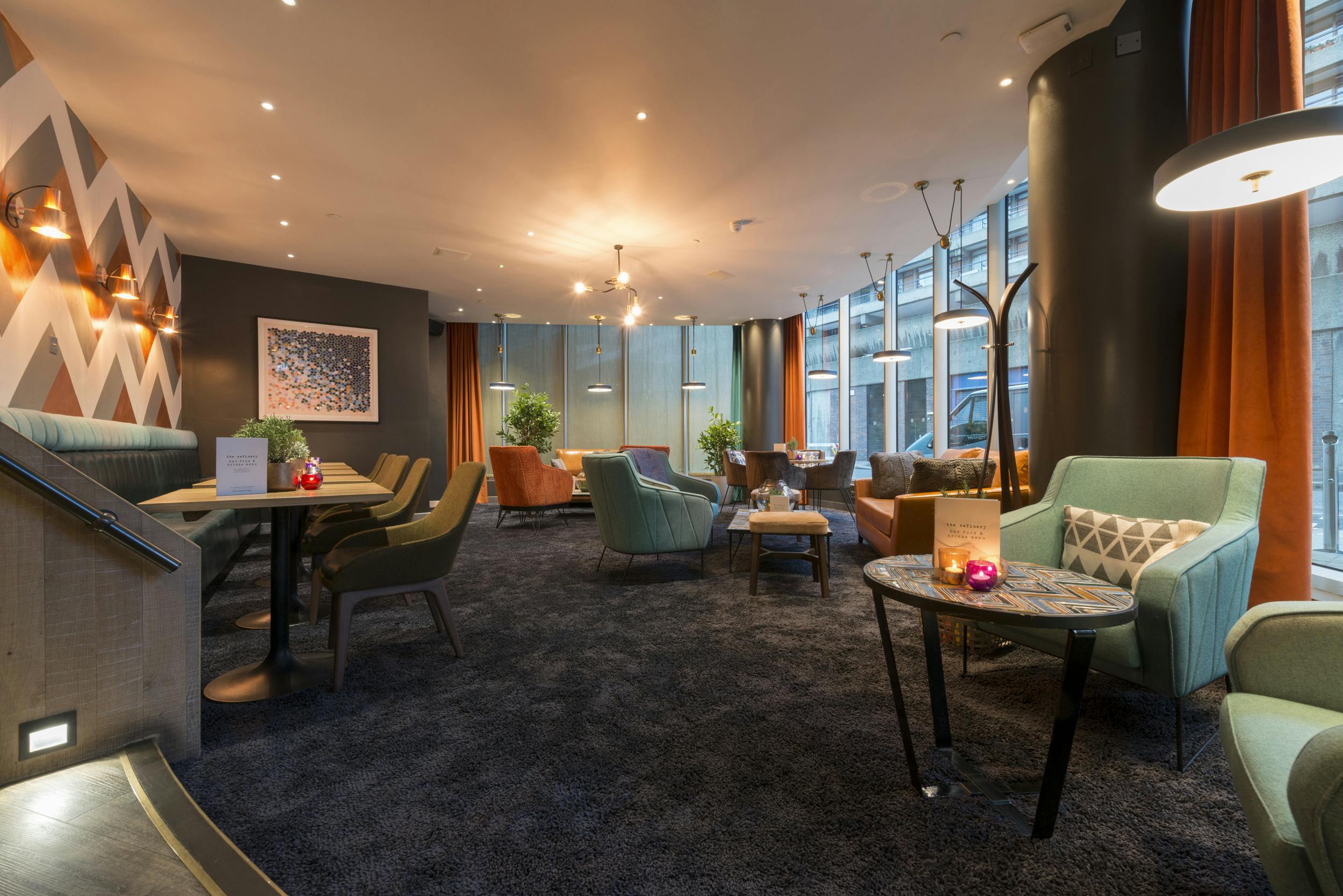 Stylish lounge at The Refinery City Point, perfect for networking events and meetings.