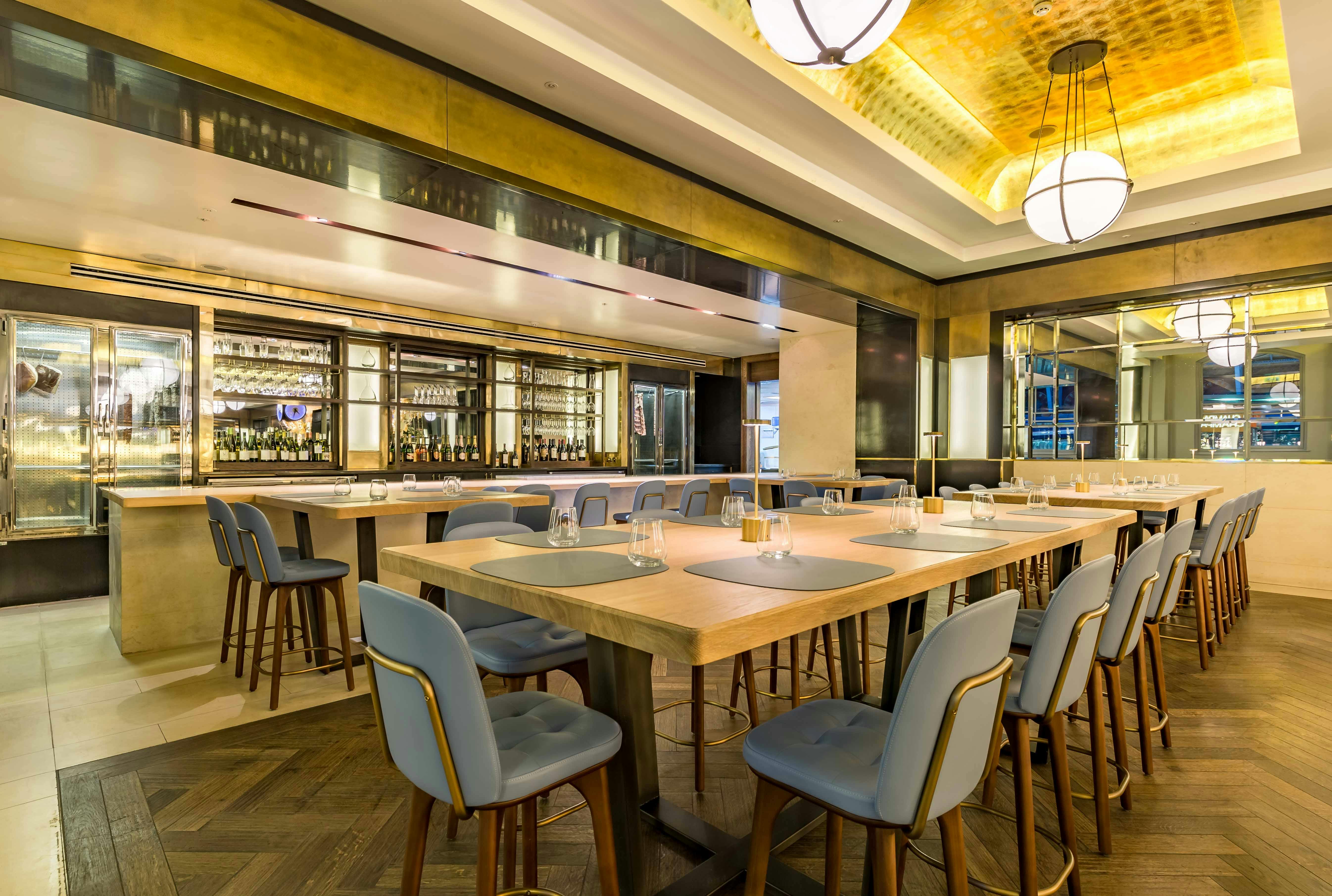 Elegant Kitchen Bar at St Pancras Brasserie, perfect for intimate events and meetings.