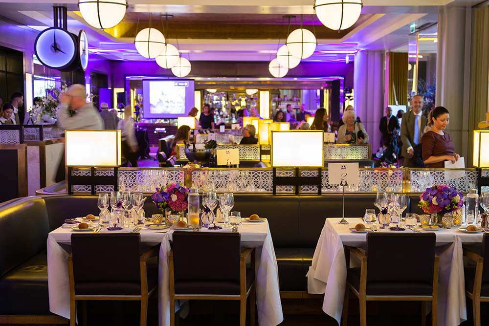 Elegant dining setup at St Pancras Brasserie for corporate events and celebrations. - Banner