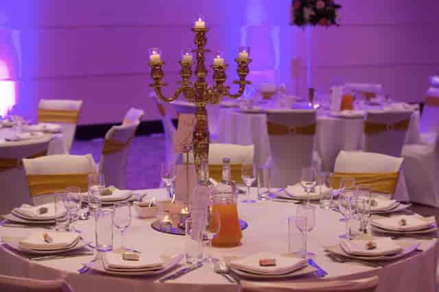 Elegant banquet table in Rose Suite, Allianz Stadium for weddings and corporate events.