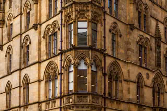 Historic facade of The Studio, Headspace Manchester, for upscale boardroom and corporate events.