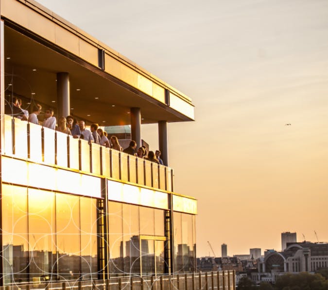 Rooftop sunset at Sea Containers Events, ideal for upscale cocktail receptions.