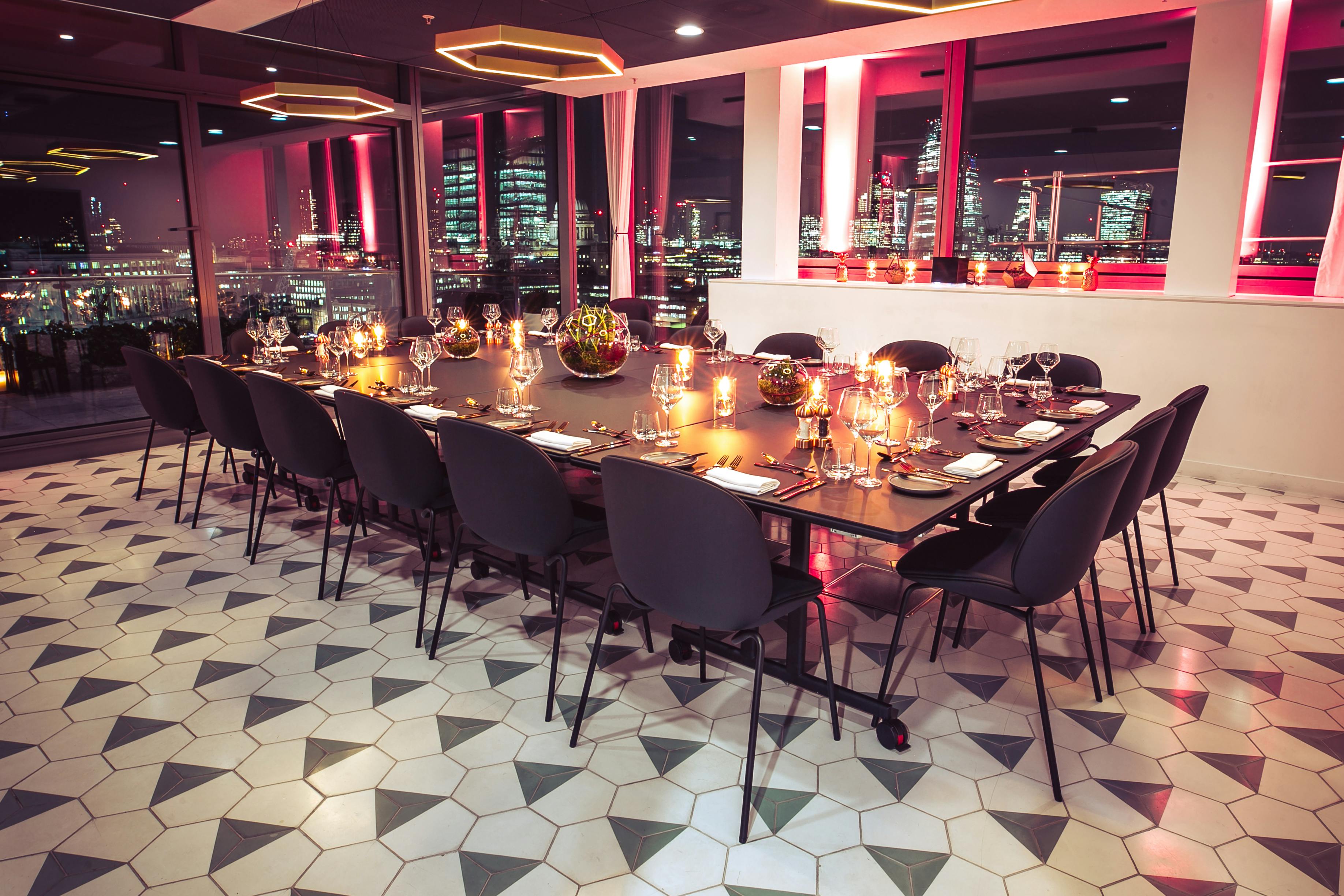 Sophisticated dining setup at The Wren, ideal for corporate events and private gatherings.