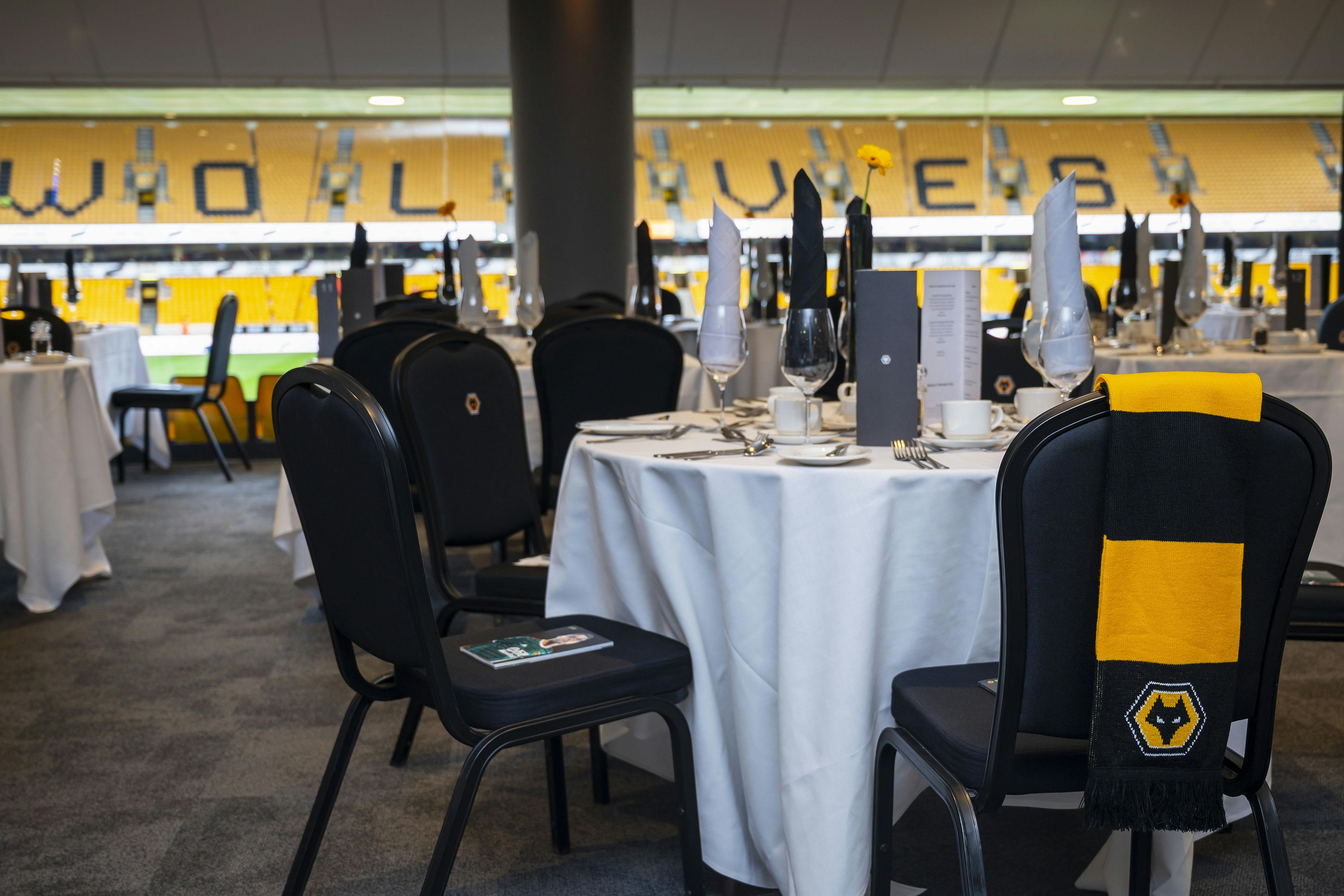 Hayward Suite at Molineux Stadium, elegant event space for corporate meetings and sports gatherings.