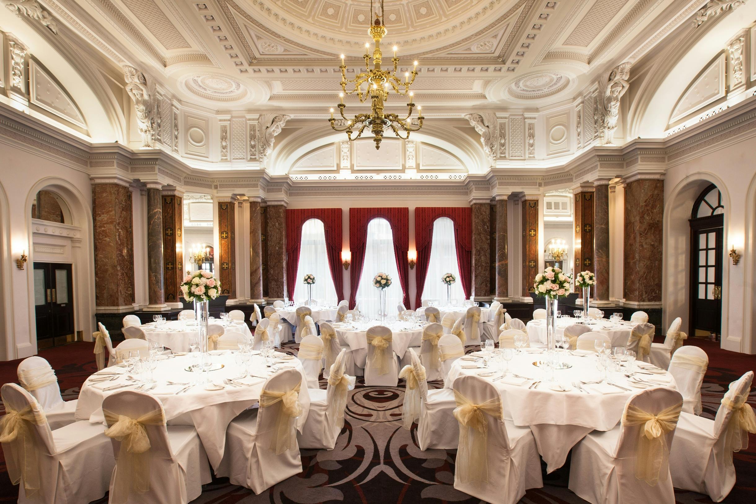 Elegant banquet hall at The Clermont Charing Cross, perfect for weddings and corporate events.