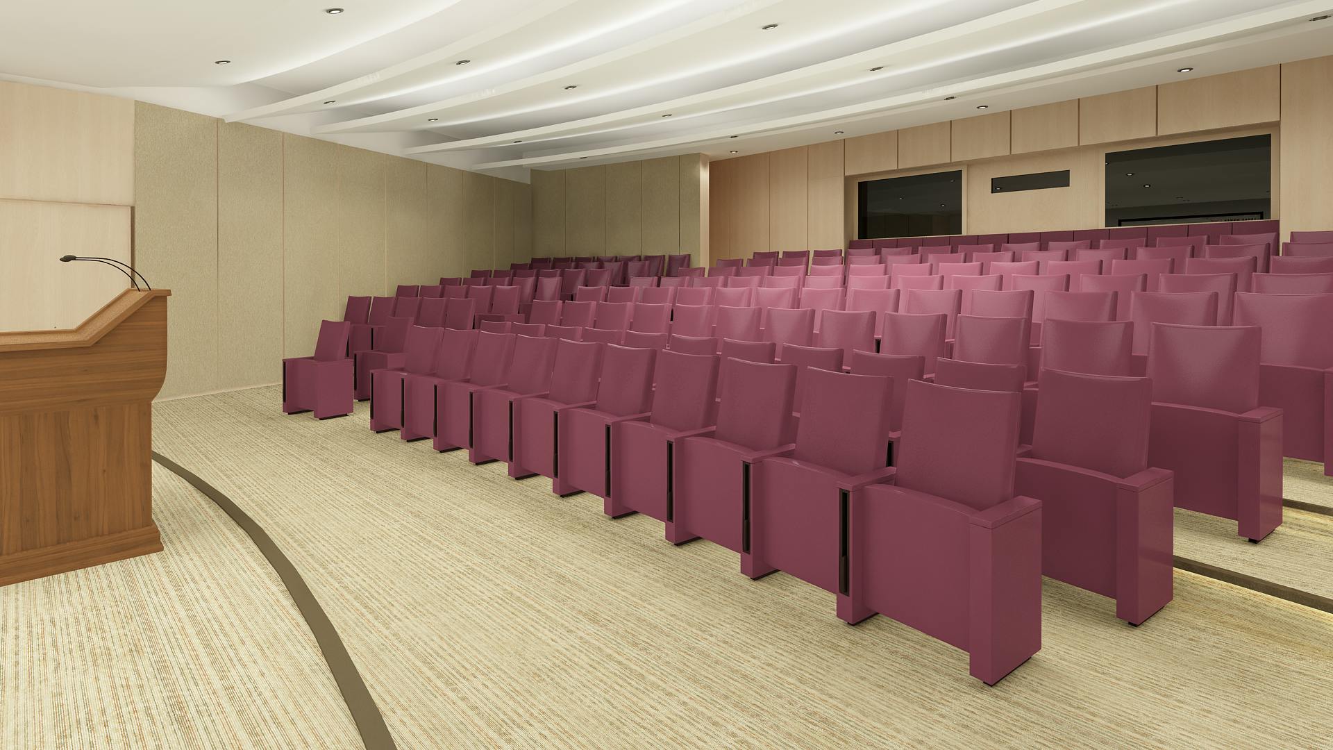 Turing Lecture Theatre with tiered seating, ideal for corporate meetings and seminars.