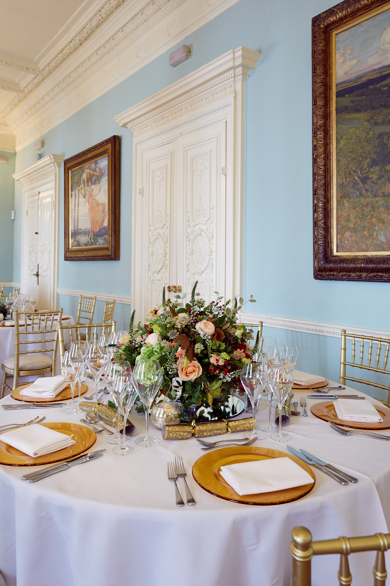 Elegant dining table in Dartmouth House's Long Drawing Room for upscale events. - Banner