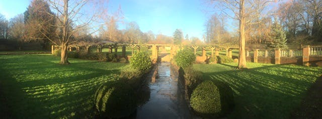 Italian Garden in Cannizaro Park with manicured hedges, perfect for outdoor weddings and events.