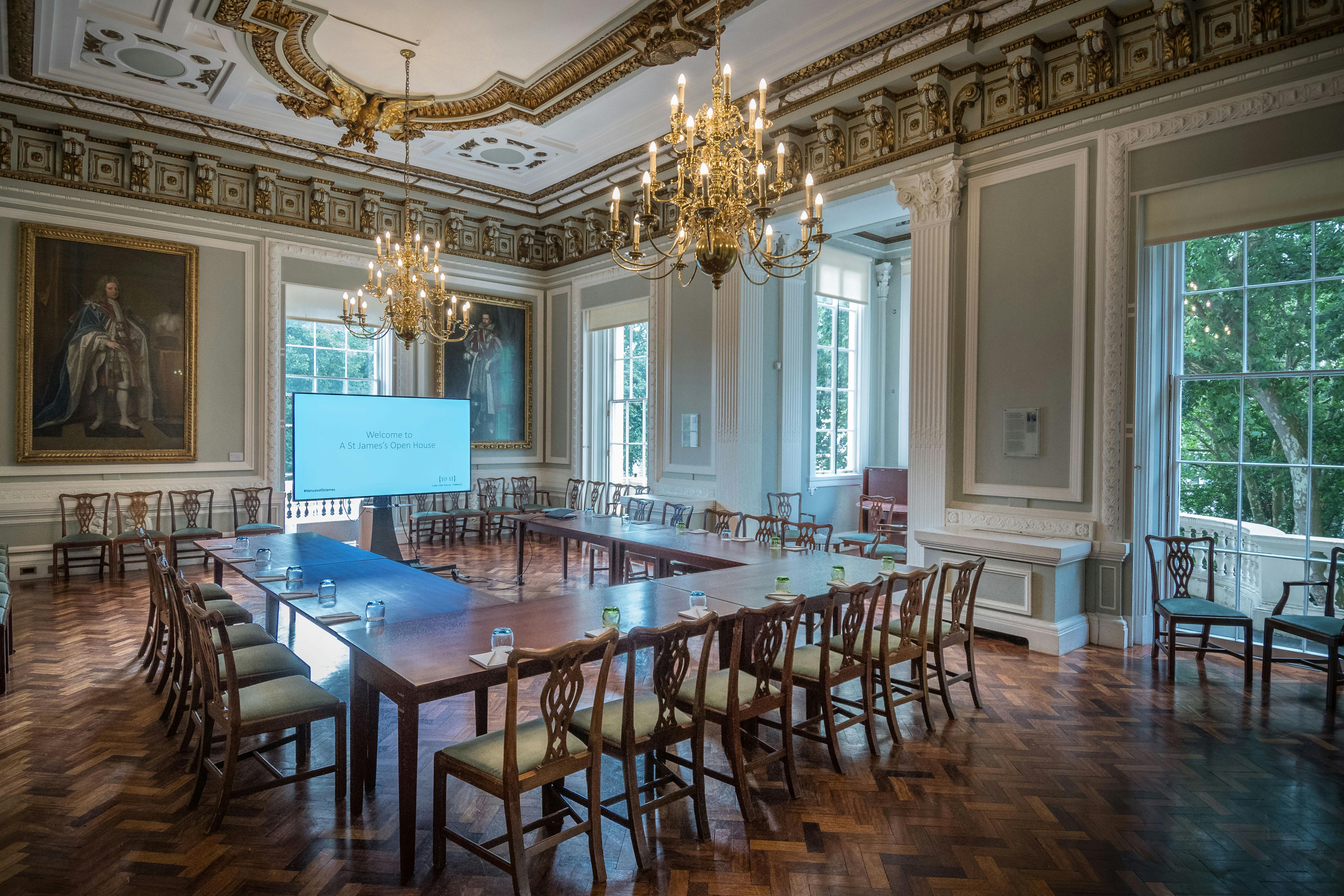 Council Room at Carlton House Terrace, elegant decor, ideal for corporate meetings and events.