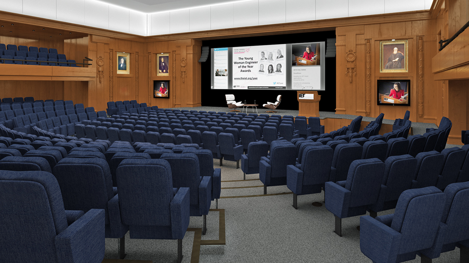 Kelvin Lecture Theatre with tiered seating, ideal for professional events and presentations. - Banner