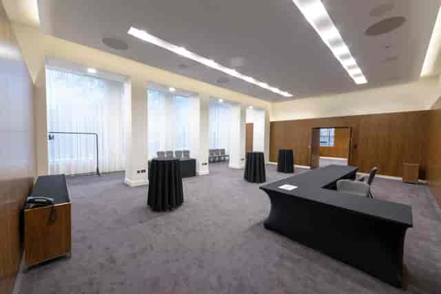 Haslett Room, modern event space, corporate reception, conference setup