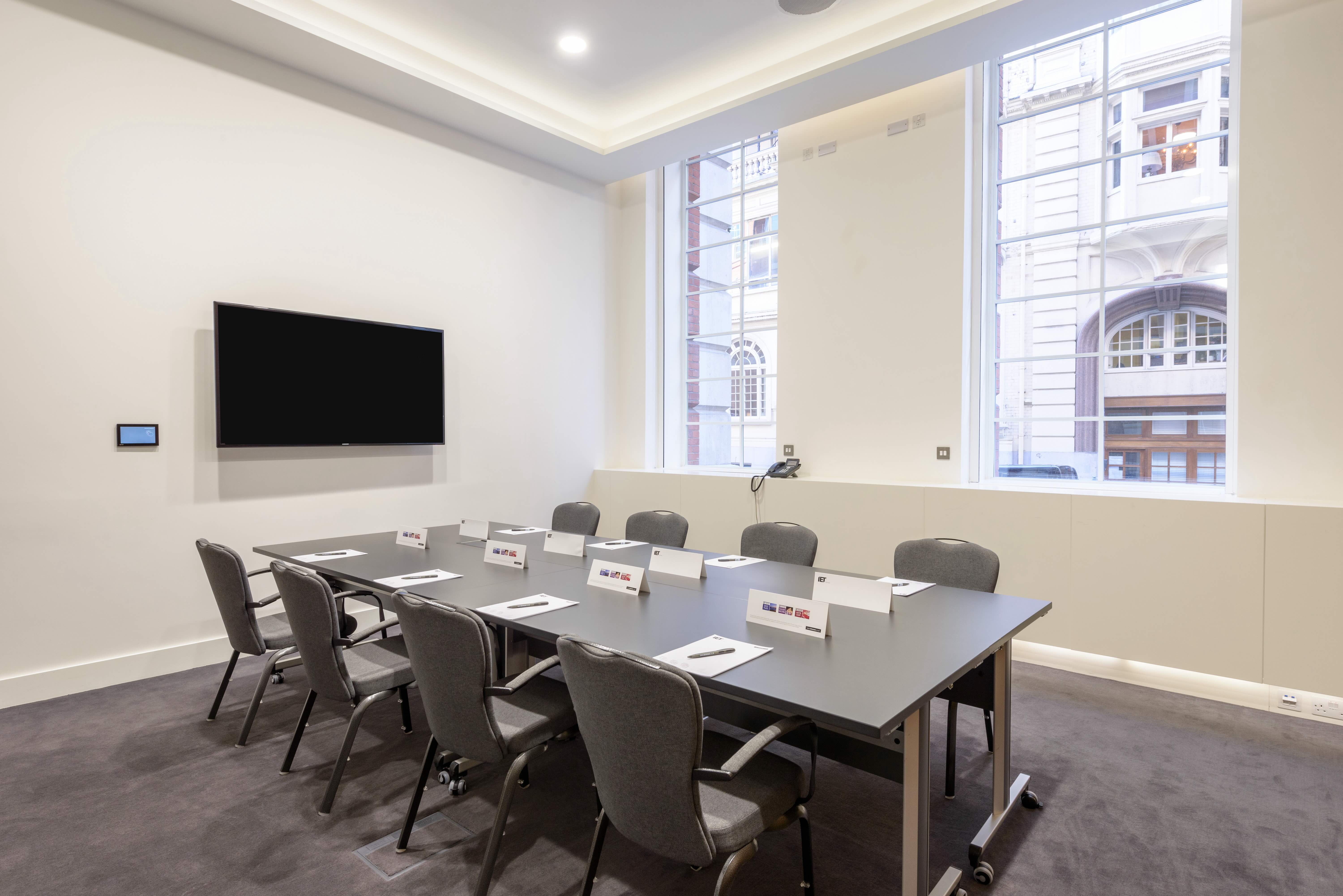 Modern boardroom, AV, natural light, meeting room, training space