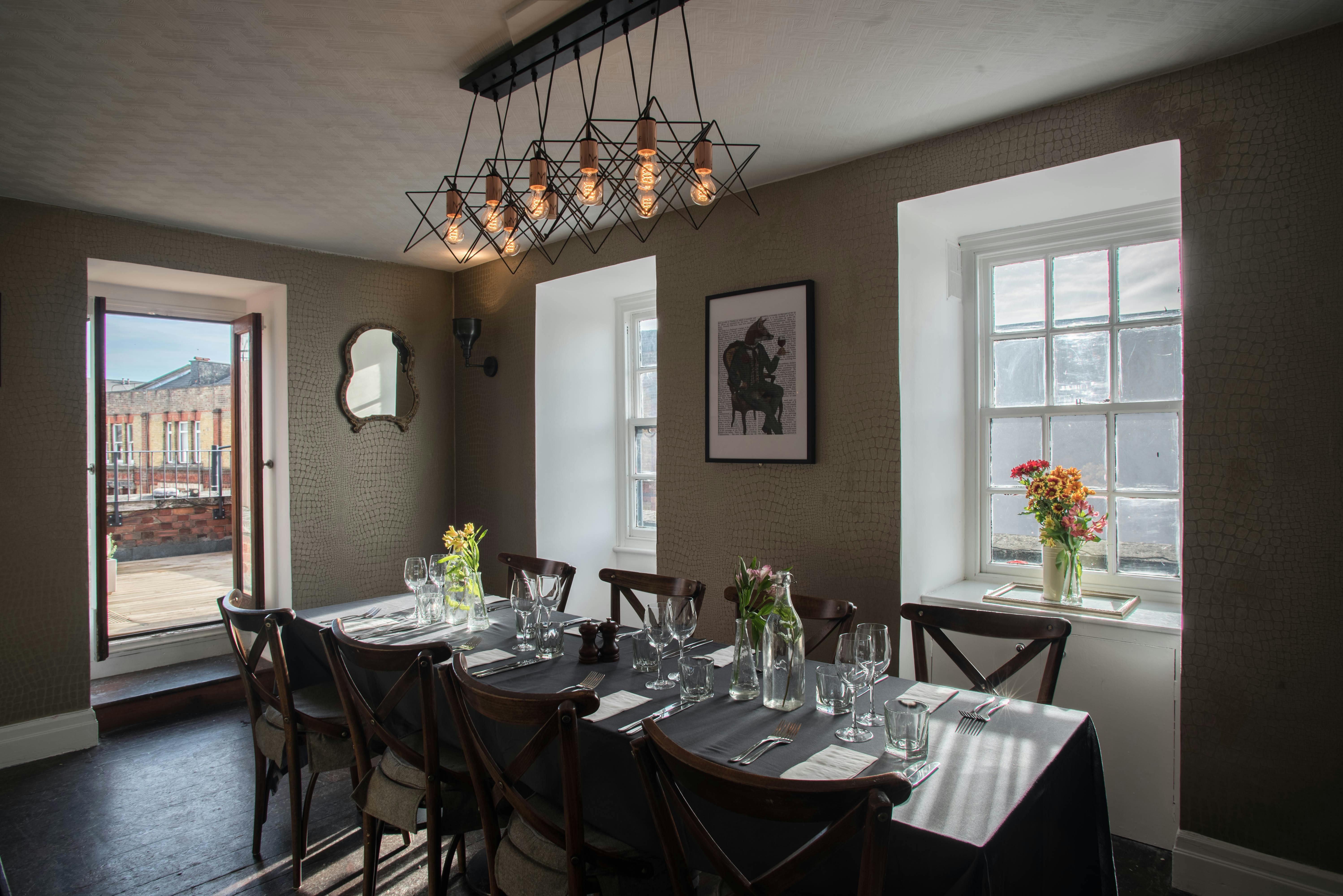 Elegant private dining room at The Treehouse for intimate gatherings and corporate dinners.