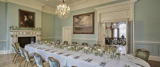 Elegant dining room in Dartmouth House, perfect for upscale events and formal dinners.