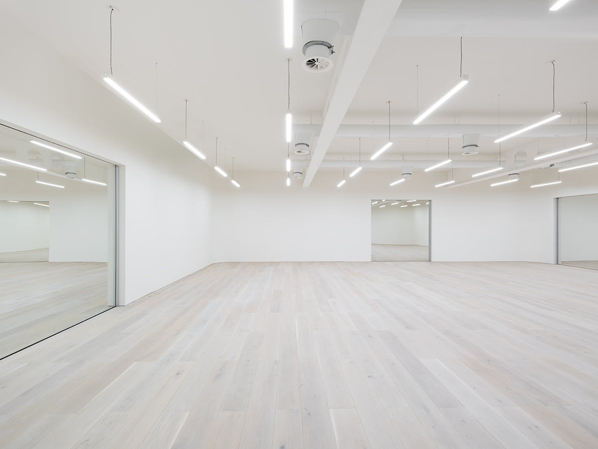 Spacious, well-lit Studio 3 for workshops and networking events at Studio Wayne McGregor.