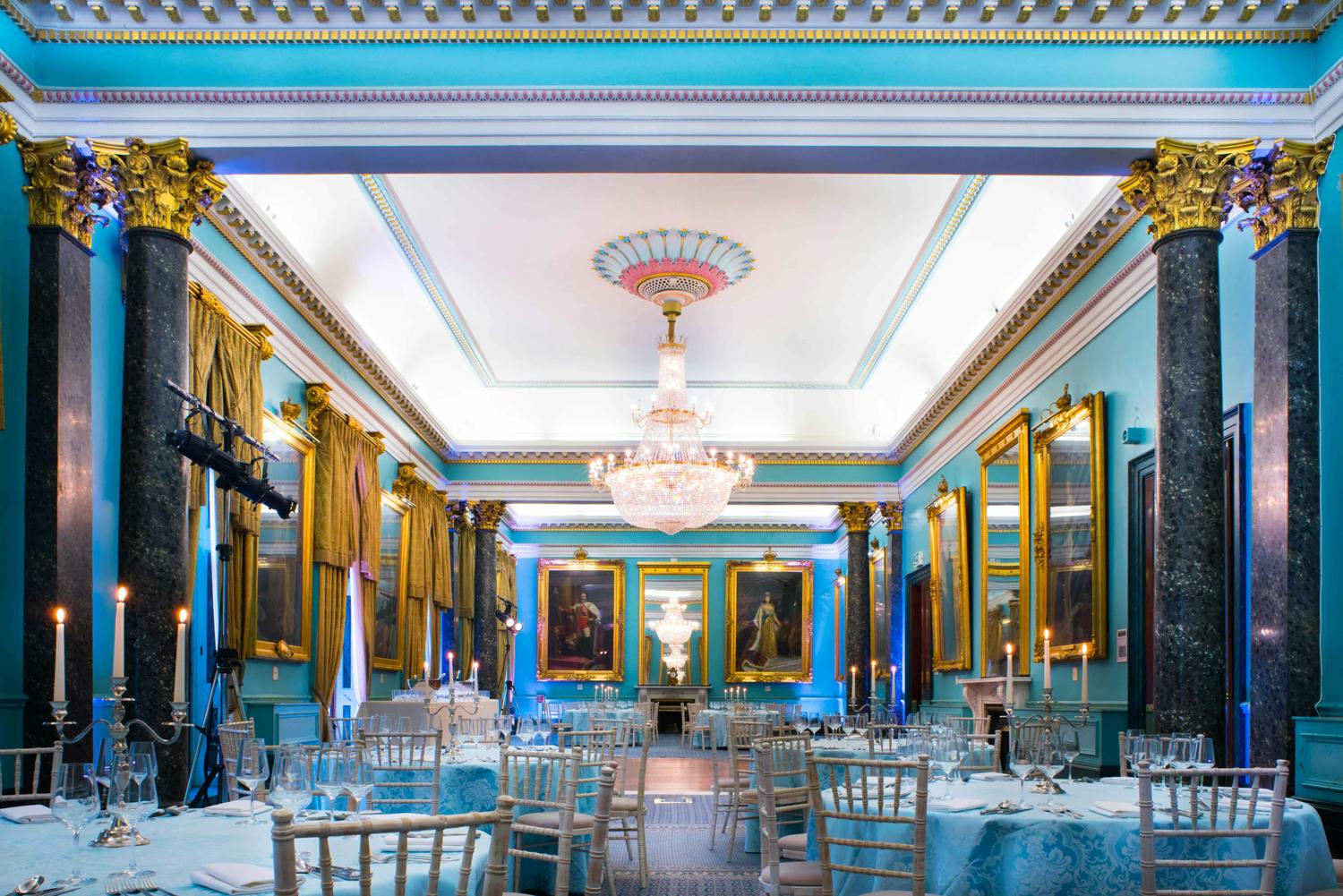 Elegant Nash Room at 116 Pall Mall with grand chandelier, ideal for upscale events.