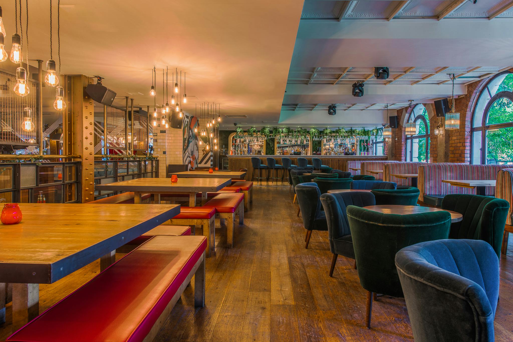 Stylish event space at The Garden Bar, ideal for networking and intimate dinners.