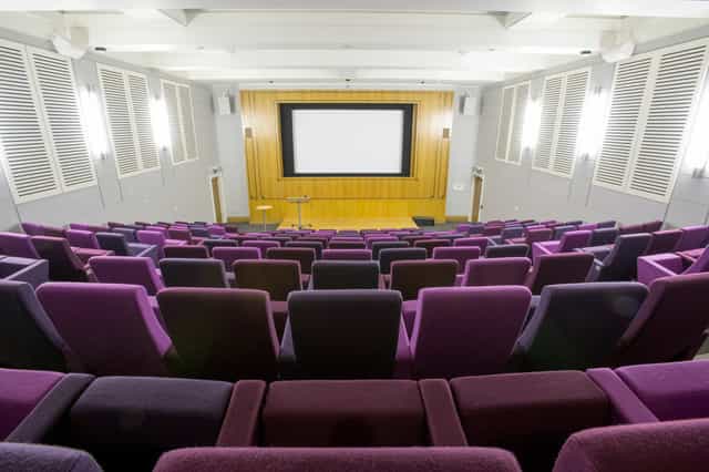 Henry Wellcome Auditorium with tiered seating, ideal for conferences and presentations.