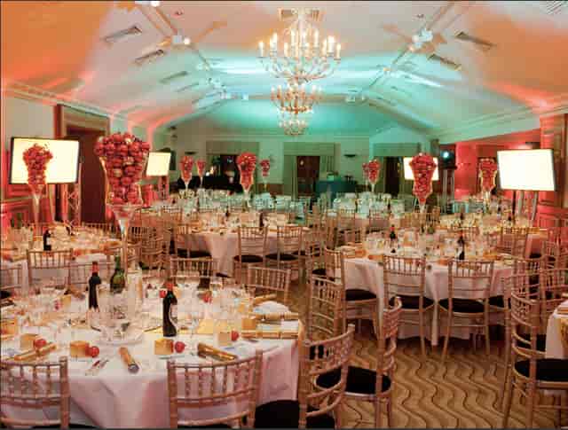 Elegant banquet hall in The Balmoral Suite, perfect for gala dinners and corporate events.