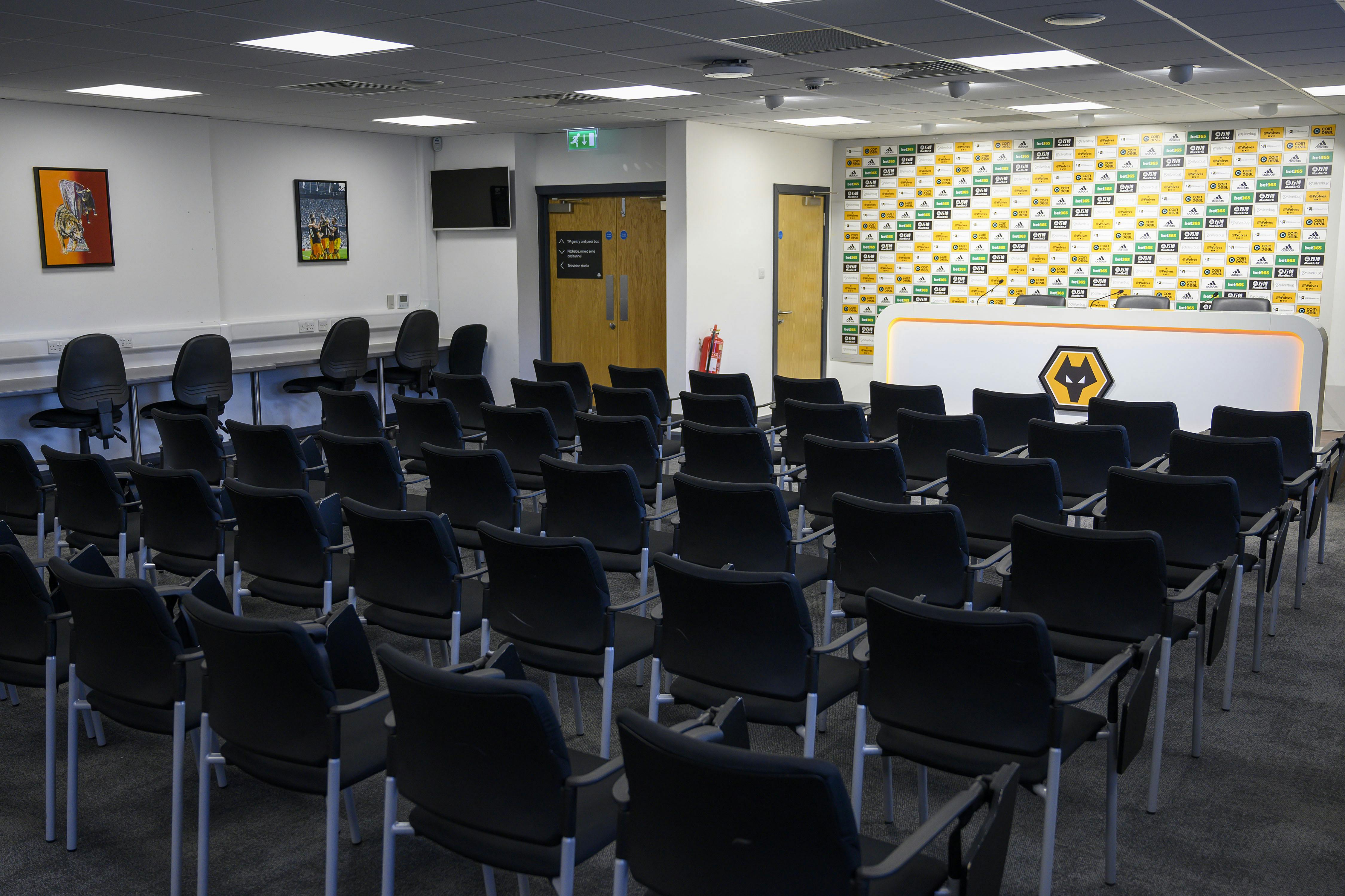 Media Suite at Molineux Stadium: modern meeting space for corporate events and presentations.