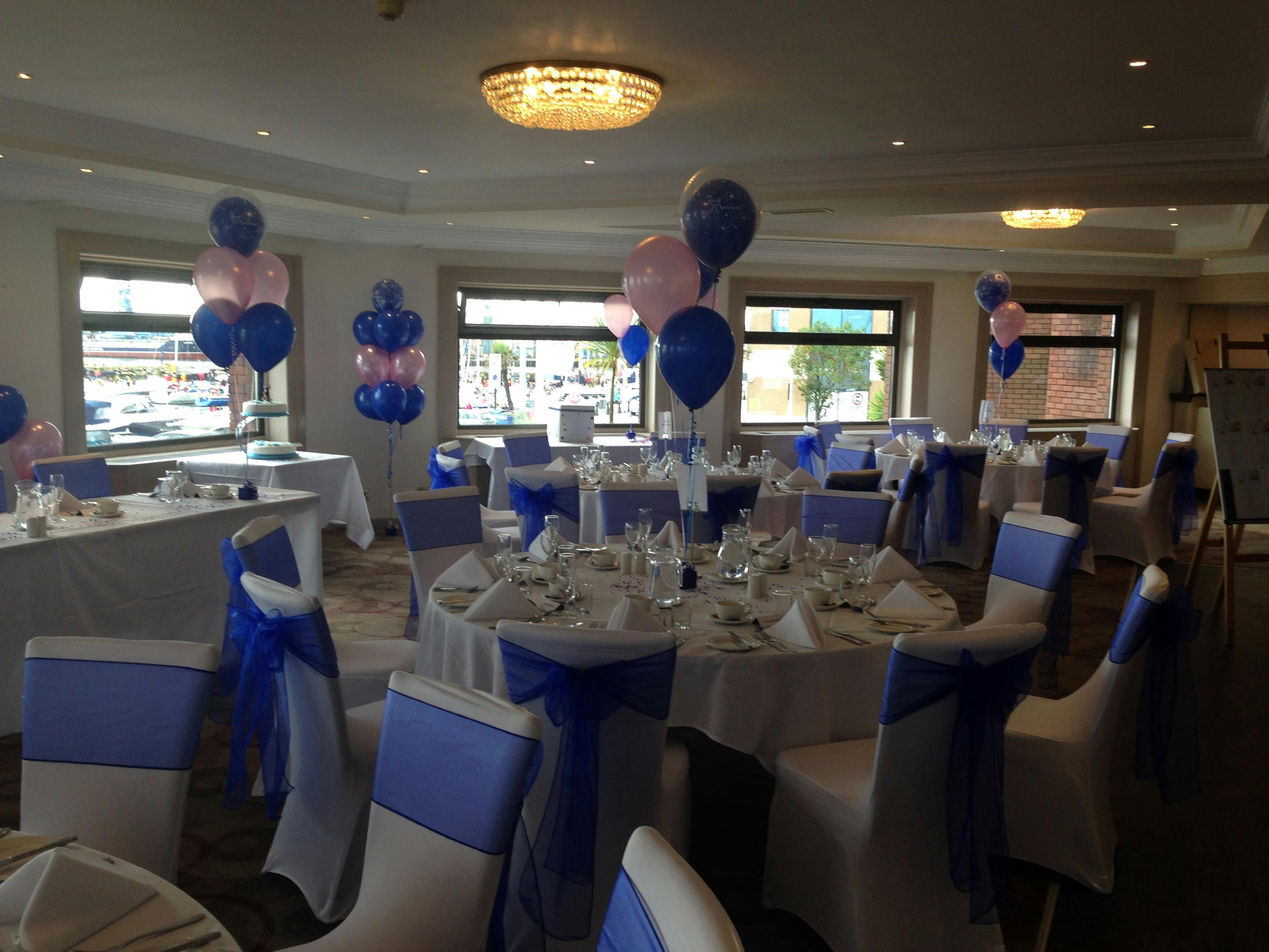 Harbour View Restaurant event space with elegant table settings for baby showers and birthday parties.