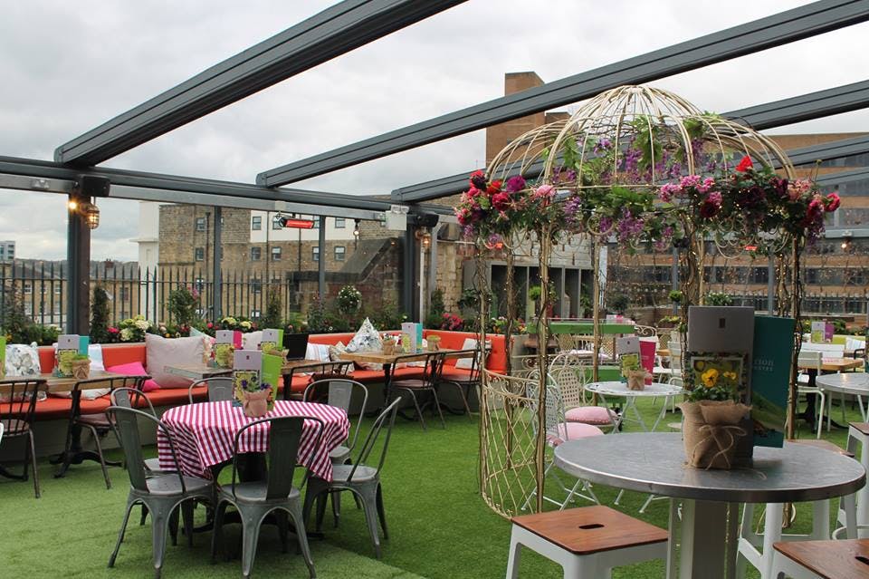 Rooftop Terrace at Revolution Huddersfield, vibrant venue for casual meetings and events.
