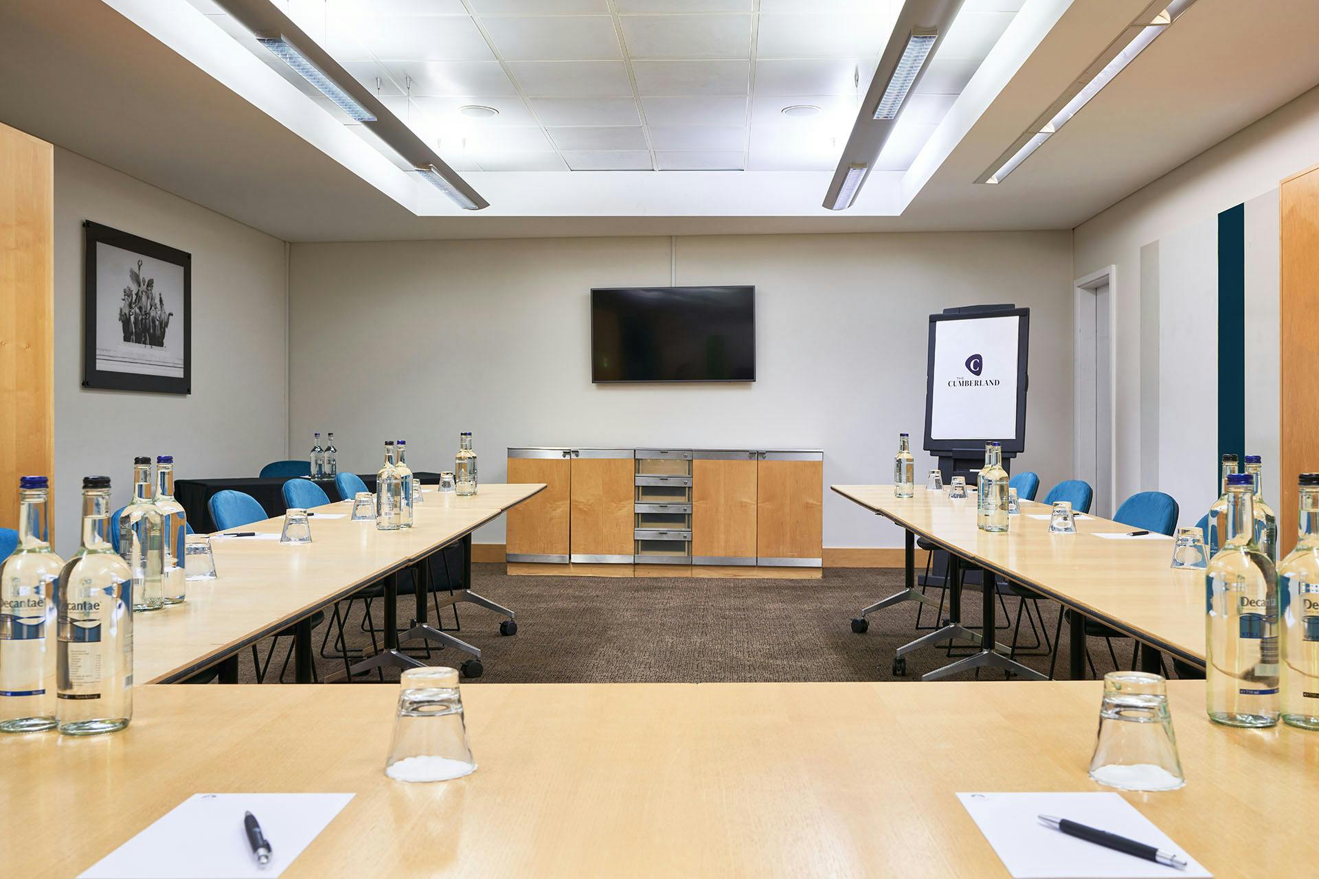 Meeting room at The Cumberland Hotel with U-shaped table for professional gatherings.